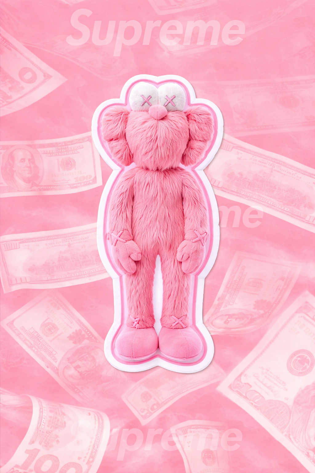 Pink Kaws Supreme Rug
